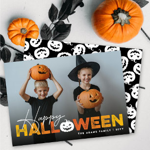 Happy Halloween Pumpkin Jack-O-Lantern Foto Feiertagskarte