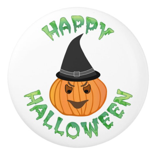 "HAPPY HALLOWEEN" PUMPKIN KERAMIKKNAUF (Vorderseite)