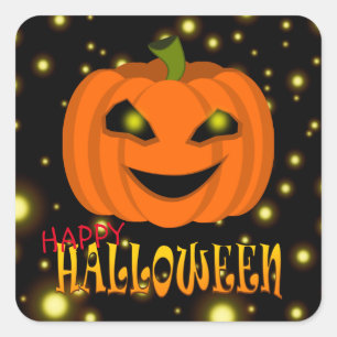 Happy Halloween Pumpkin mit Glitzern Quadratischer Aufkleber