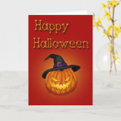 Happy Halloween Pumpkin mit Hut Karte (Gelbe Blume)