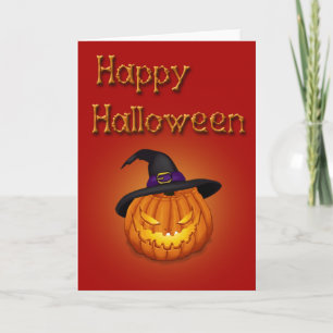 Happy Halloween Pumpkin mit Hut Karte