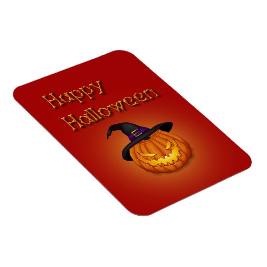 Happy Halloween Pumpkin mit Hut Magnet (Rechte Seite)