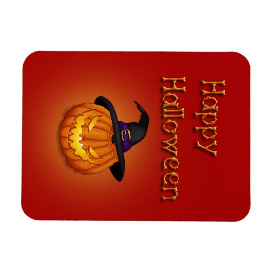Happy Halloween Pumpkin mit Hut Magnet (Horizontal)
