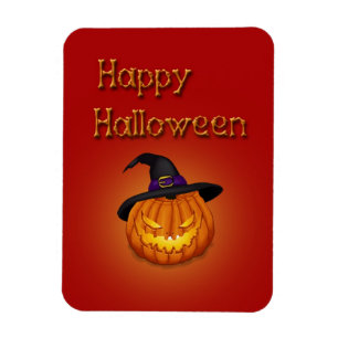 Happy Halloween Pumpkin mit Hut Magnet