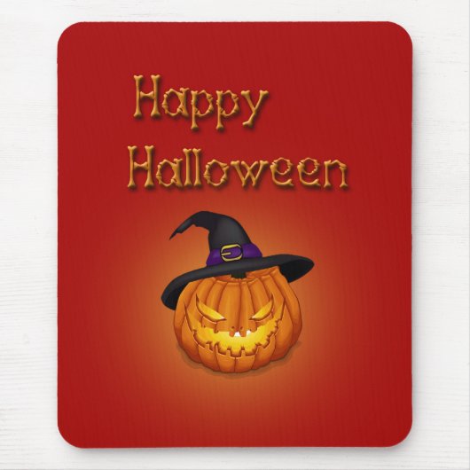 Happy Halloween Pumpkin mit Hut Mousepad (Vorne)