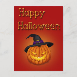 Happy Halloween Pumpkin mit Hut Postkarte