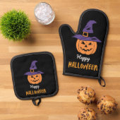 Happy Halloween Pumpkin Oven Mitt & Pot Holder Set (Oben Unten)
