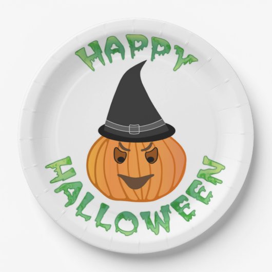 "HAPPY HALLOWEEN" PUMPKIN PAPPTELLER (Vorderseite)