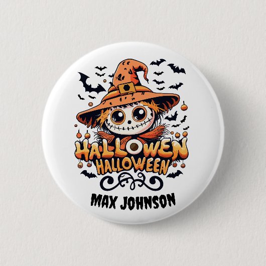 Happy Halloween - Pumpkin Patch Orange Black Button (Vorderseite)