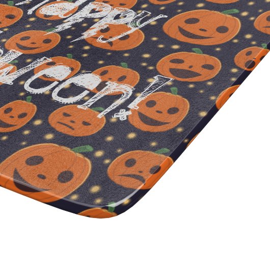 Happy Halloween Pumpkin Pattern Jack-o-Lantern Schneidebrett (Ecke)