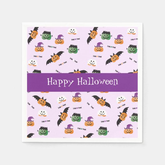 Happy Halloween Pumpkin Pattern Lila Serviette (Vorderseite)