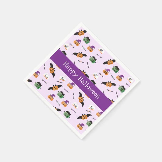 Happy Halloween Pumpkin Pattern Lila Serviette (Ecke)