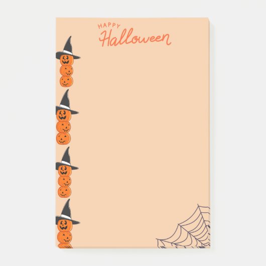 Happy halloween pumpkin post es notiert post-it klebezettel (Vorderseite)