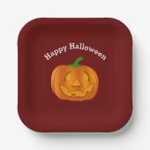 Happy Halloween Pumpkin Red Pappteller (Vorderseite)