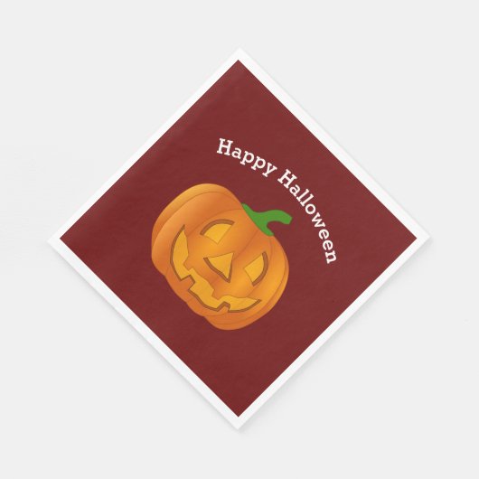 Happy Halloween Pumpkin Red Serviette (Ecke)