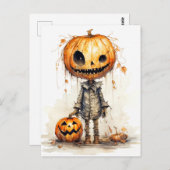 Happy Halloween Pumpkin Scarecrow Art Postkarte (Vorne/Hinten)