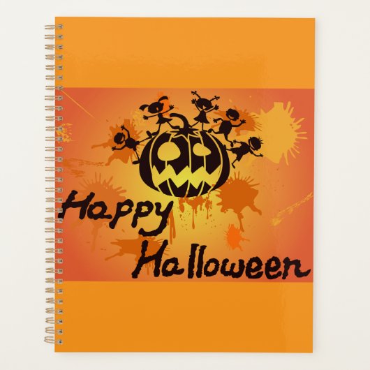 Happy Halloween Pumpkin Silhouette Illustration Planer (Vorderseite)