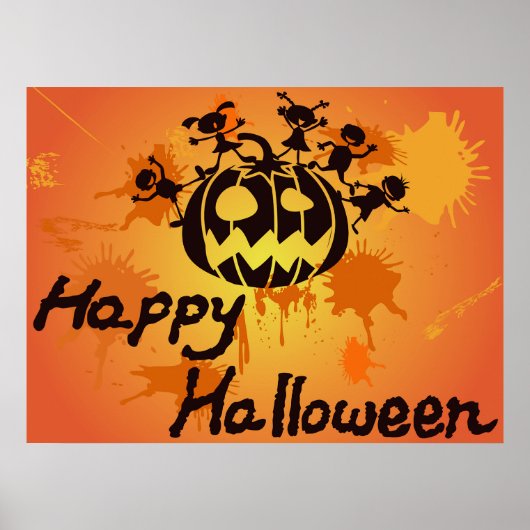 Happy Halloween Pumpkin Silhouette Illustration Poster (Vorne)