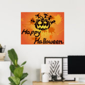 Happy Halloween Pumpkin Silhouette Illustration Poster (Heimbüro)
