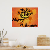 Happy Halloween Pumpkin Silhouette Illustration Poster (Küche)