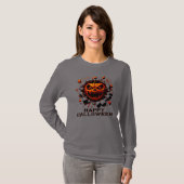 Happy Halloween Pumpkin Smashing Through T-Shirt (Vorne ganz)