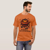 Happy Halloween Pumpkin Smashing Through T-Shirt (Vorne ganz)