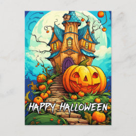 Happy Halloween | Pumpkin & Spuk House Postkarte