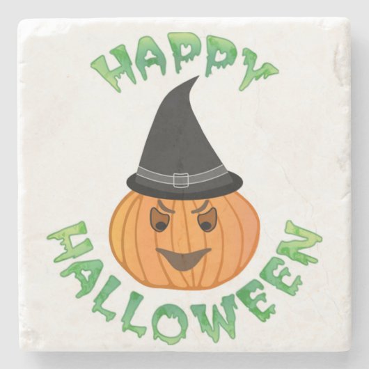 "HAPPY HALLOWEEN" PUMPKIN STEINUNTERSETZER (Vorderseite)