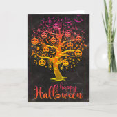 Happy Halloween Pumpkin Tree Karte (Vorderseite)