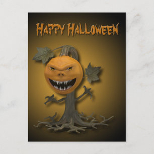 Happy Halloween Pumpkin Tree Postkarte