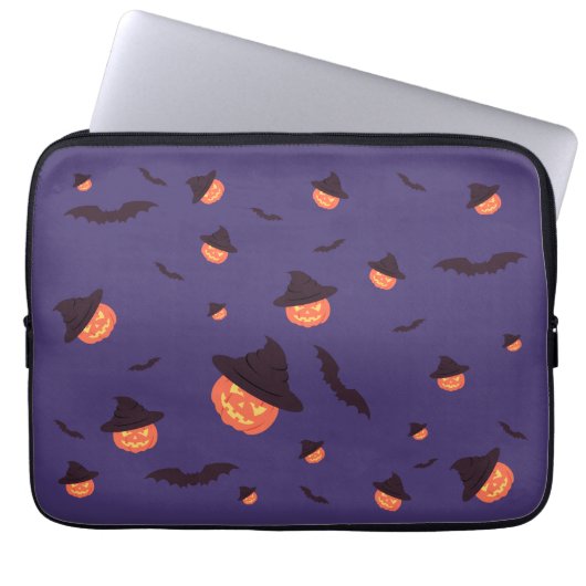 Happy Halloween Pumpkin und Fledermäuse Laptopschutzhülle (Vorderseite)