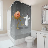 Happy Halloween Pumpkin und Ghost Duschvorhang (Beispiel)