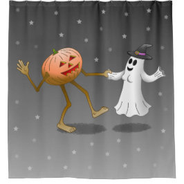 Happy Halloween Pumpkin und Ghost Duschvorhang