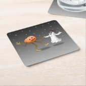 Happy Halloween Pumpkin und Ghost Rechteckiger Pappuntersetzer (angewinkelt)