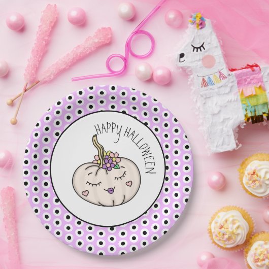 Happy Halloween | Pumpkin und Polka Dots Pappteller (Party)