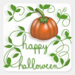 Happy Halloween Pumpkin Vine Quadratischer Aufkleber