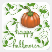 Happy Halloween Pumpkin Vine Quadratischer Aufkleber (Vorderseite)