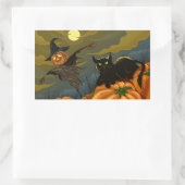 Happy Halloween Pumpkins Black Cat Rechteckiger Aufkleber (Tasche)
