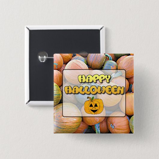 Happy Halloween Pumpkins Button (Vorne & Hinten)