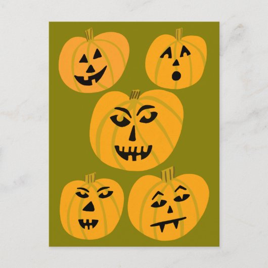 HAPPY HALLOWEEN Pumpkins Jack-O-Lanterns Postkarte (Vorderseite)