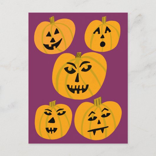 HAPPY HALLOWEEN Pumpkins Jack-O-Lanterns Postkarte (Vorderseite)