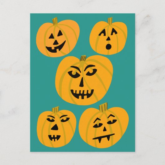 HAPPY HALLOWEEN Pumpkins Jack-O-Lanterns Postkarte (Vorderseite)