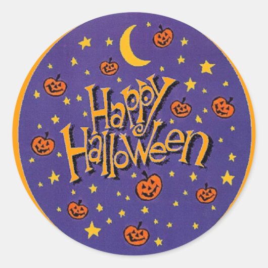 Happy Halloween Pumpkins Moon Fun Stickers (Vorderseite)