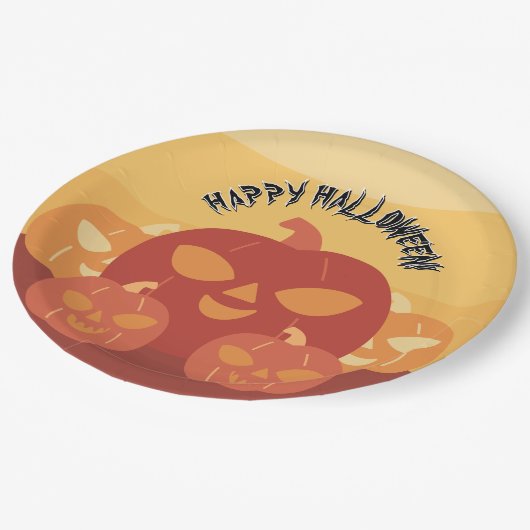 Happy Halloween! Pumpkins Paper Plate Pappteller (Schrägansicht)