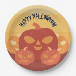 Happy Halloween! Pumpkins Paper Plate Pappteller