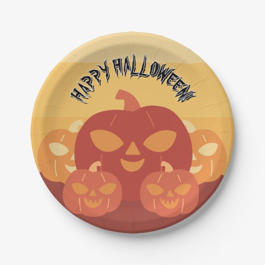 Happy Halloween! Pumpkins Paper Plate Pappteller (Vorderseite)