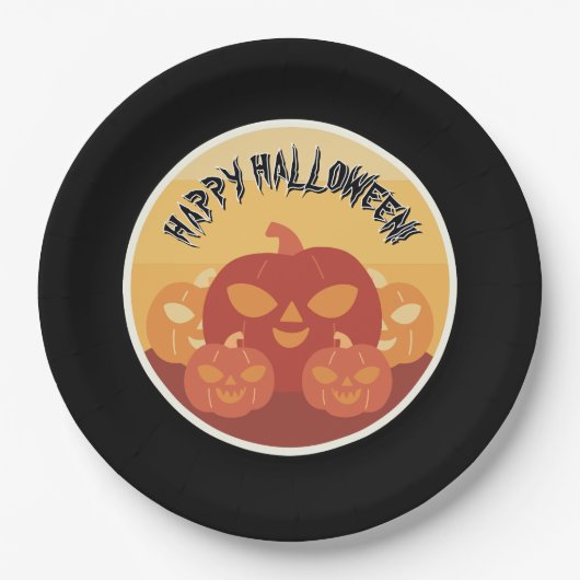 Happy Halloween! Pumpkins Paper Plate Pappteller (Vorderseite)