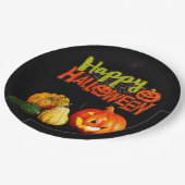 Happy Halloween Pumpkins Pappteller (Schrägansicht)