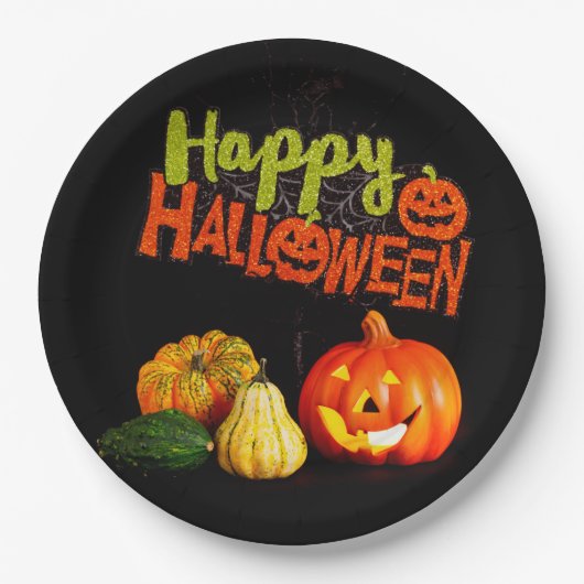 Happy Halloween Pumpkins Pappteller (Vorderseite)