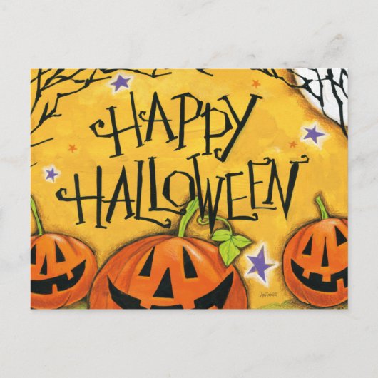 Happy Halloween Pumpkins Postkarte (Vorderseite)
